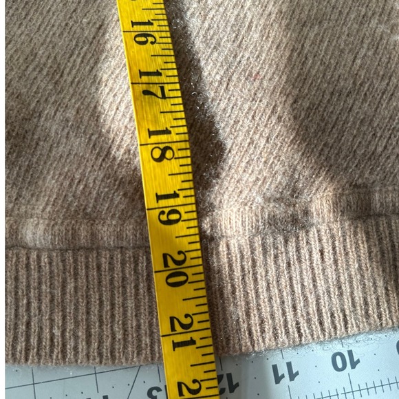 PORTOLANO 100% Cashmere Poncho Sweater Taupe Bow Mock Neck‎ - Picture 9 of 9